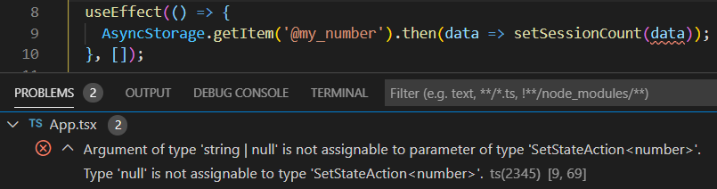 TypeScript error